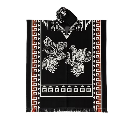Black Handcrafted Mexican Poncho – Traditional Pattern Collection