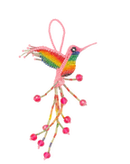 Pink Handmade Beaded Hummingbird Key
