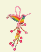 Pink Handmade Beaded Hummingbird Key
