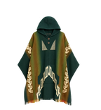 Green Handcrafted Mexican Poncho – Traditional Pattern Collection
