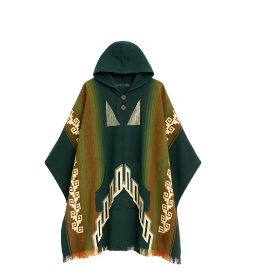 Poncho mexicano artesanal verde – Colección de diseños tradicionales