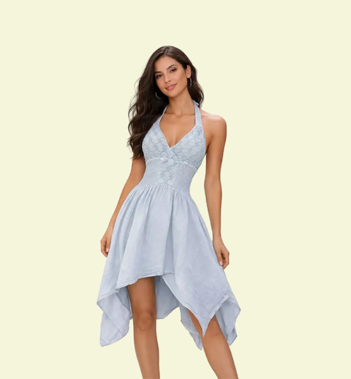 Mexican Style Halter Dress Green
