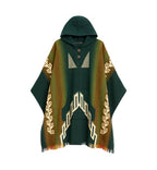 Green Handcrafted Mexican Poncho – Traditional Pattern Collection