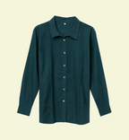 Camisa estilo guayabera de manga larga con pliegues