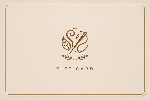 Gift card with decorative logo and 'GIFT CARD' text on a beige background