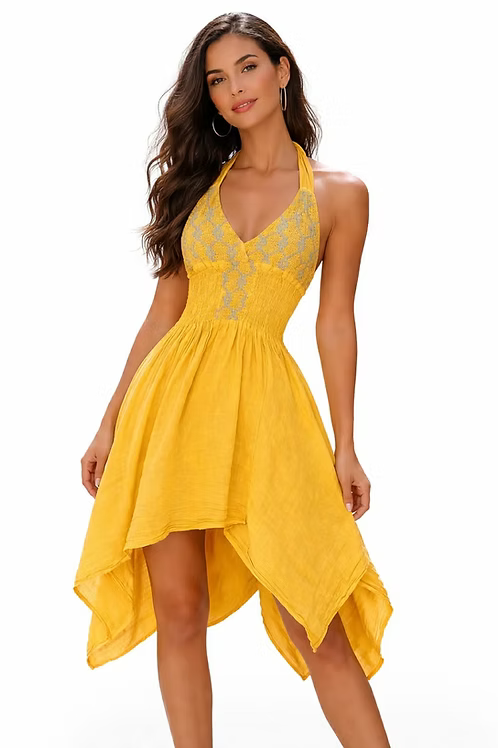 Vestido halter estilo mexicano