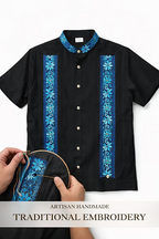 Guayabera color marfil con bordado tradicional
