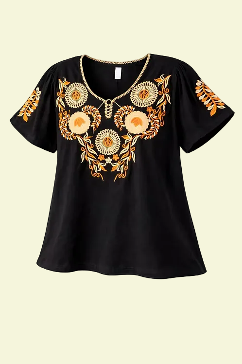 Blusa artesanal mexicana bordada