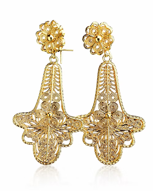Mexican Filigree Gold Plated Earrings