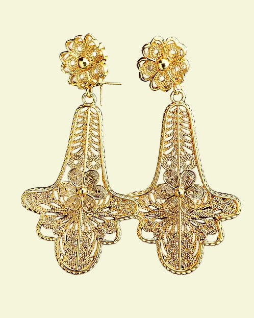 Mexican Filigree Gold Plated Earrings