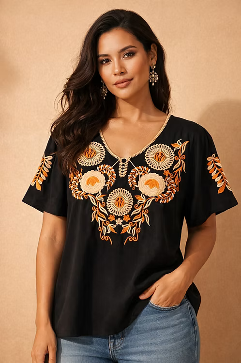 Handmade Mexican Embroidered Blouse
